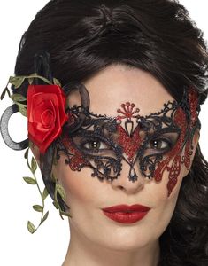 Glitrende Filigran Øyemaske med Blomst