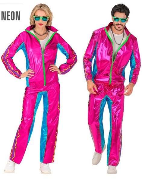 Skinnende Neon Rosa 80-talls UV Glow Grilldress til Voksen
