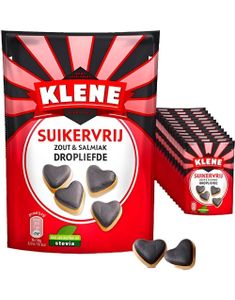 12 stk Klene Sukkerfrie Myke Salt og Salmiak Hjertebiter - Hel Eske 1,08 kg