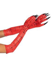Demonklo Hansker med Strass – Rød