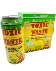 4 stk Toxic Waste Sugarfree Sociable Sour Apple Energy Drink 473 ml - Hel Eske (USA Import)