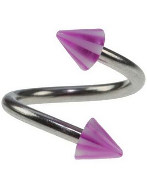 Curve Øyenbrynspiercing med Lilla og Hvite Spikes - 1.2 x 8 mm