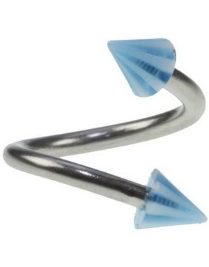 Curve Øyenbrynspiercing med Hvite og Blå Spikes - 1.2 x 8 mm