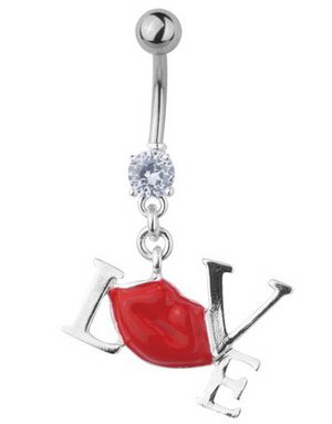 Belly Piercing - Love Your Red Lips - Silver