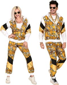  80 Talls Svart/Gullfarget Grilldress med Hodeskaller til Voksen