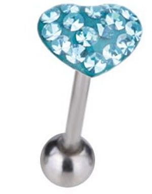 Tungepiercing med Hjerteformet Turkis Toppkule & Stener