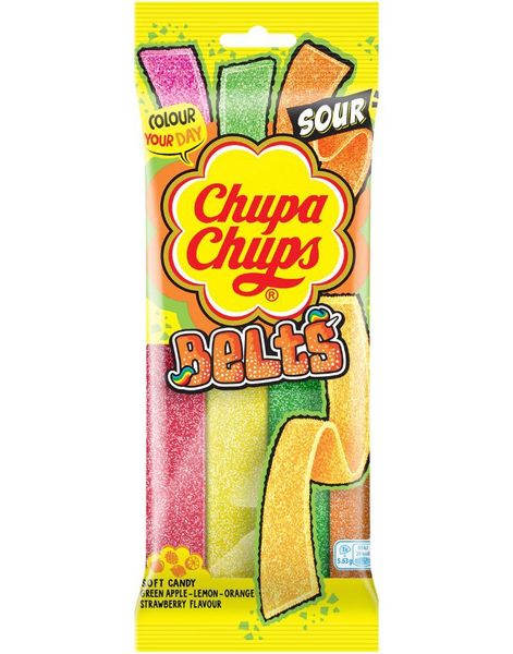 Chupa Chups Sour Belts Mixed - Sure Godteribelter med Forskjellige Smaker 90 gram