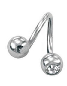 Curve Øyenbrynspiercing med Klare Stener - 1.2 x 8 mm