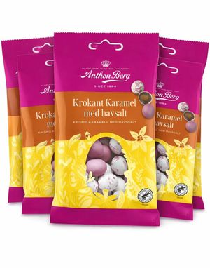 36 stk Anthon Berg Mandel-Egg med Krokant Karamel med Havsalt - Hel Eske