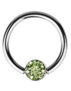 BCR Piercing with Sprakling Green Stone