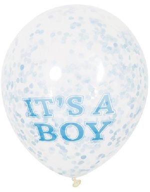 6 stk 30 cm It’s a Boy Blå Konfettiballonger