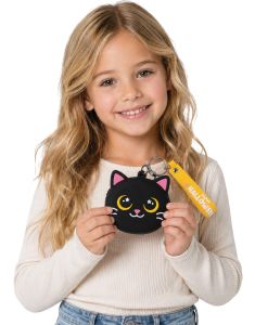 "Happy Halloween" - Svart Katt Nøkkelring / Pengepung med Glidelås