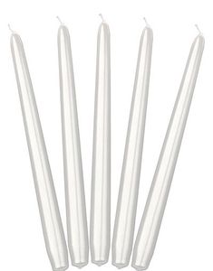 10 stk Perlehvite Kronelys 24 cm