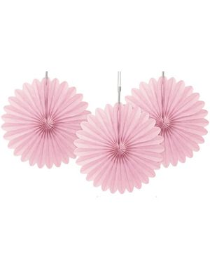3 stk Mini Lys Rosa Papirvifter 15 cm