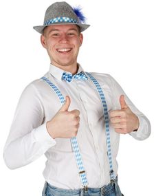 Grå Oktoberfest Tyrolerhatt med Fjær og Bånd