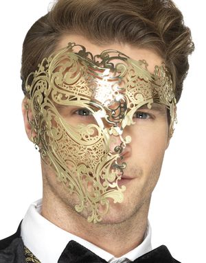 Gullfarget Filigree Phantom Øyemaske i Metall
