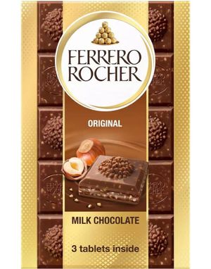 Ferrero Rocher Melkesjokolade med Hasselnøtter 90 gram