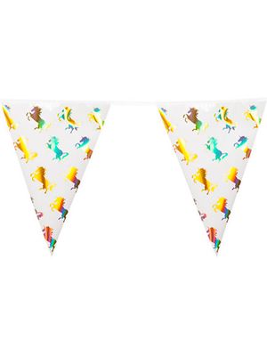 Banner med Vimpler og Holografisk Gullmotiv 4 meter - Unicorn Gold