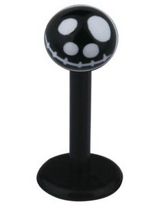Labret with Jack Skellington Head - Svart/Hvit - Strl 1,2x8x4mm