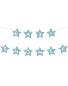 Blå og Hvit Stjerneformet Babyshower Banner 2,9 meter