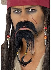 Caribian pirate Sett med skjegg og bart Løsskjegg