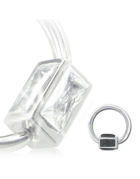 BCR Piercing med Firkantet Svart Sten - 1.2 mm x 12 mm