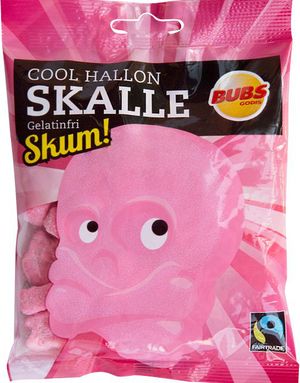 Pose med Skalle i Skum med Bringebærsmak 90 gram