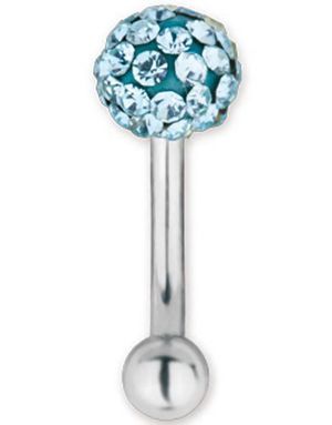 Glitter Ball Turkis - 1.2 x 8 mm Øyenbrynspiercing