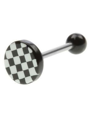 Tungepiercing med Sjakkmønster