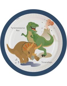 8 stk Happy Dinosaur Tallerkener 23 cm