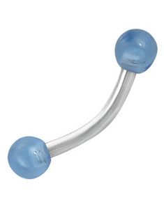 Banana Øyenbrynspiercing med Runde Lys Blå Kuler - 1.2 x 8 mm