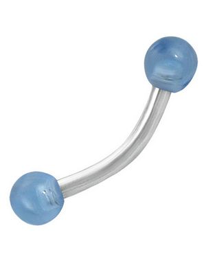 Banana Øyenbrynspiercing med Runde Lys Blå Kuler - 1.2 x 8 mm