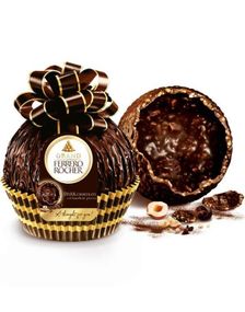 1755734400_1Grand Ferrero Rocher Dark - Stort Hult Mørkt Sjokoladeegg med Hasselnøttbiter 125 gram