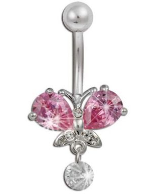 Jungle Butterfly Navlepiercing - Rosa