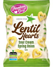 Green Star Lentil Hearts Sour Cream & Spring Onion 100 gram - Vegansk