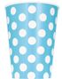 6 stk Lys blå Polka Dots Pappkrus 355 ml