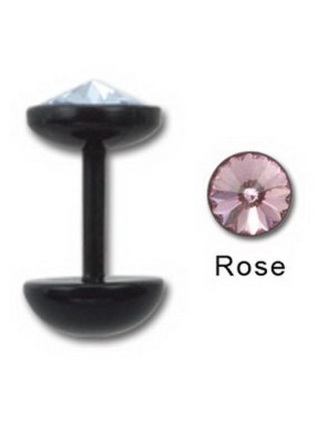 Pink Diamond - Svart Fake Piercing