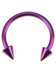 Rund Lilla Øyenbrynspiercing med Spike Kuler - 1,2 x 8 mm