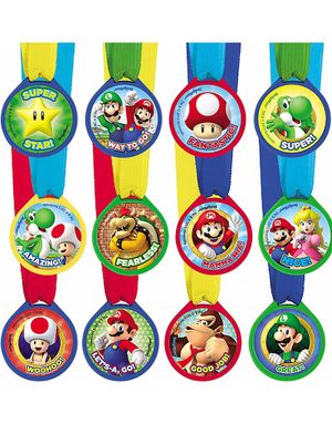 12 stk Medaljer - Super Mario Party