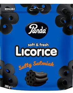 Panda Licorice Salmiak - Myk Lakris med Salmiaksmak i Gjenlukkbar Pose 200 gram