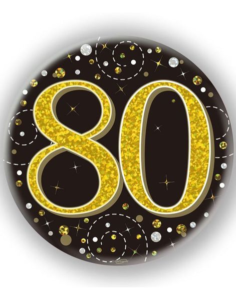 80-års Feiring Svart og Gullfarget Pin/Badge