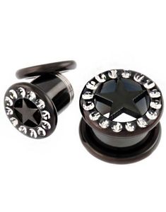 Stardom - Svart Piercing Tunnel med Stener