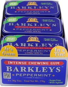 9 stk Barkleys Sugarfree Peppermint Intense Chewing Gum - Hel Eske 270 gram