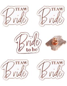 Bride to Be & Team Bride" Pins Sett - Rosegull/Hvit (5 stk)