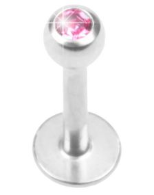 Shiny Stone - Labret Piercing med Rosa Sten