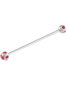 Industrial Barbell med Røde Stener - 1.6 x 38 mm