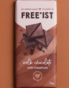 Free'ist Melkesjokolade med Hasselnøtter Uten Tilsatt Sukker 70 gram