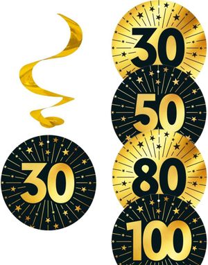 Jubileumsfeiring - Hengende Swirls i Svart og Gull