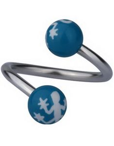 Øyenbrynspiercing med Salamander - Blå/Hvit - 1.2 x 10 mm