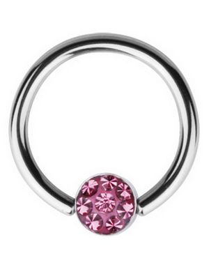 BCR Piercing with Sprakling Pink Stone